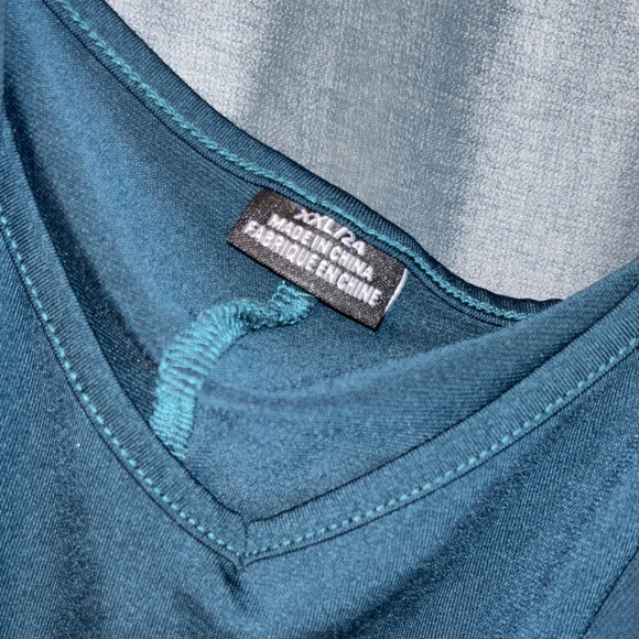 City Chic wrap tunic blue green bell sleeve XXL 24 - Picture 5 of 11